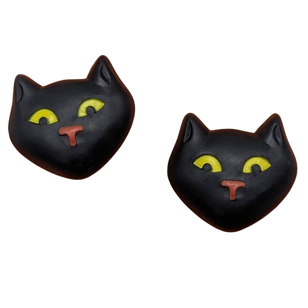 NWT Vintage 80s 1988 Hallmark Ghoul Jewels Halloween Black Cat Clip On Earrings